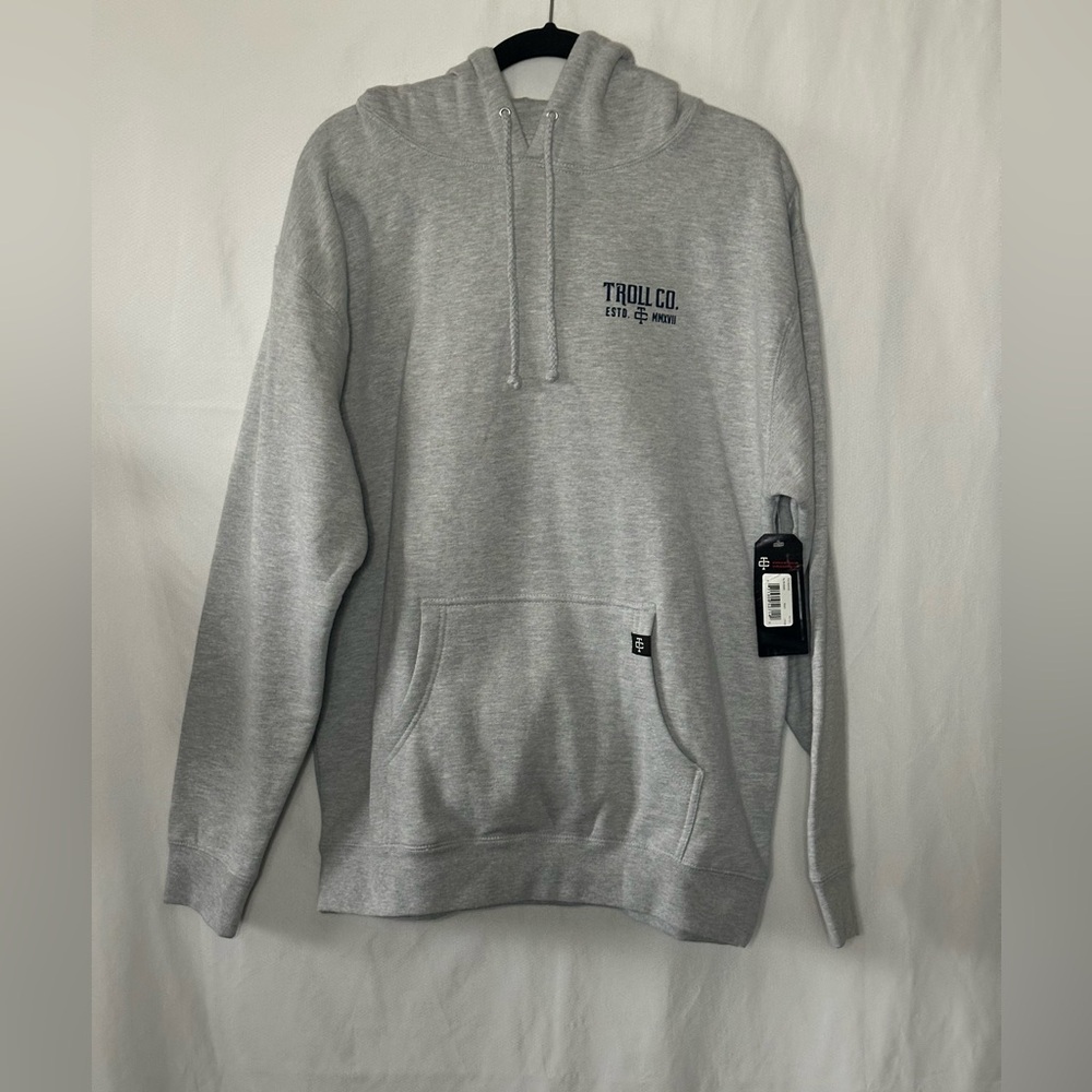 Troll Co Pay Me For My Experience Gray Pullover Hoodie Large NWT USA
